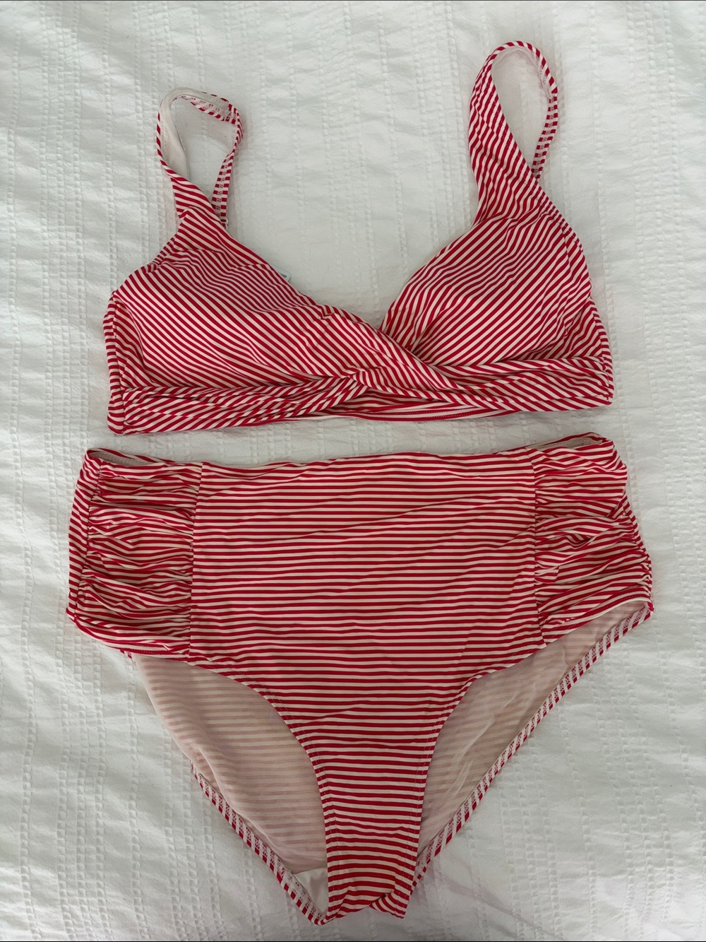 Red & White Striped Two-Piece Bikini